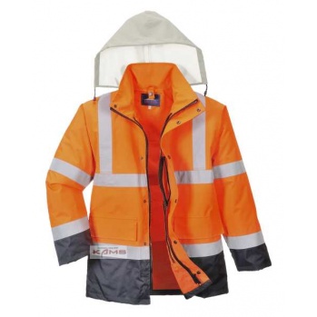 S471 Dwukolorowa kurtka ostrzegawcza z ocieplaczem + srebrny kaptur 4w1 - 2 kolory - S-3XL.