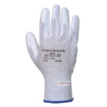 A199 - Rękawica antystatyczna powlekana PU do precyzyjnych prac - montaż elektroniki - XS/6-2XL/11.
