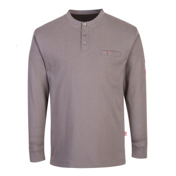 FR32 - Koszulka z długim rękawem Henley trudnopalna i antystatyczna- 2 kolory - S-3XL