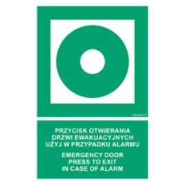 AC083 - Przycisk otwierania drzwi ewakuacyjnych. Użyj w przypadku alarmu / Emergency door. Press to exit in case of alarm