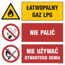 GO002 - Łatwopalny gaz LPG Nie palić Nie używać otwartego ognia