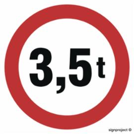 SA052 - Znak drogowy B-18. Zakaz wjazdu pojazdów o rzeczywistej masie całkowitej ponad 3,5 ton