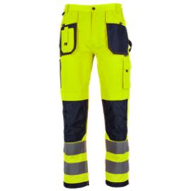 Spodnie do pasa ostrzegawcze materiał neonowy bawełna taśmy odblaskowe elementy kontrastowe potrójne szwy dół nogawek OXFORD 600D z PU nogawk żółty pomarańczowy BASIC NEON LINE S - S-4XL