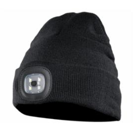Czapka z dzianiny LED ocieplana Polstar, akrylowa dwuwarstwowa, z lampką LED, wodoodporna, uniwersalna, z regulacją długości, ładowanie USB, 3 stopnie jasności
