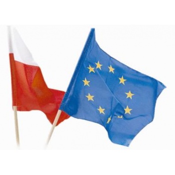 Flaga UNIA EUROPEJSKA i POLSKA zestaw flag LION - 70x112cm