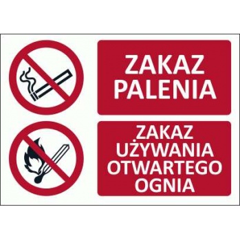T013 - Zakaz palenia/Zakaz używania otwartego ognia - 700x500 mm.