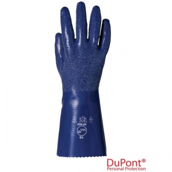 TYCH-GLO-NT450 G - rękawice nitrylowe Tychem ® NT450, elastyczne z wyściółką, odporne na kwas solny 37% - 8-11.