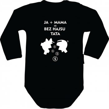 Body dziecięce, Ja+ Mama, czarne, 12m, 100% bawełna, nadruk metodą Flex