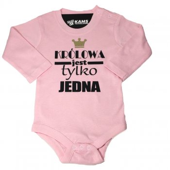 Body niemowlęce, nadruk FLEX, Królowa jest tylko Jedna, 100% bawełna, 170g, długi rękaw