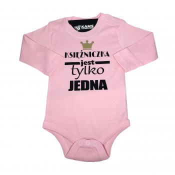 Body niemowlęce, nadruk FLEX Księżniczka jest tylko jedna, 100% bawełna, 170g, długi rękaw
