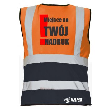 Kamizelka ostrzegawcza dwukolorowa z TWOIM NADRUKIEM, pomarańczowo/granatowa