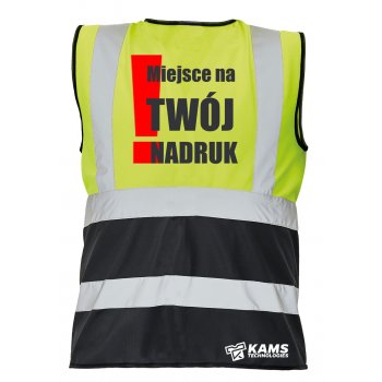 Kamizelka ostrzegawcza dwukolorowa z TWOIM NADRUKIEM, żółto/czarna