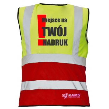 Kamizelka ostrzegawcza dwukolorowa z TWOIM NADRUKIEM, żółto/czerwona