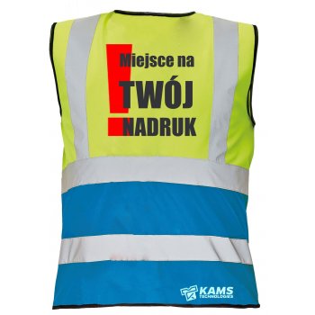 Kamizelka ostrzegawcza dwukolorowa z TWOIM NADRUKIEM, żółto/niebieska