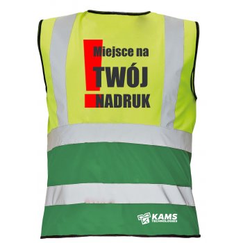Kamizelka ostrzegawcza dwukolorowa z TWOIM NADRUKIEM, żółto/zielona