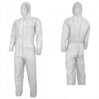 KOMB White - kombinezon malarski polipropylen, suwak, kkaptur, rękawy i nogawki gumka - L - 3XL.