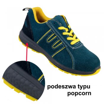239 S1 URGENT - Półbut zamsz, podeszwa PU/PU tupu POPCORN, metalowy podnosek - 40-47.