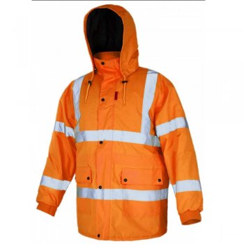 FLASH Orange Yellow kat2 – kurtka ocieplana, Oxford 300D, imprgnat PU, kaptur w stójce, fluorescencyjna, pasy odblaskowe, 3 kieszenie - 2 kolory - M-3XL.