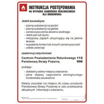 DB019 Instrukcja postępowania w razie zagrożeń ekologicznych
