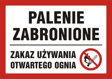 NC010 Palenie zabronione - zakaz używania otwartego ognia