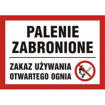 NC010 Palenie zabronione - zakaz używania otwartego ognia