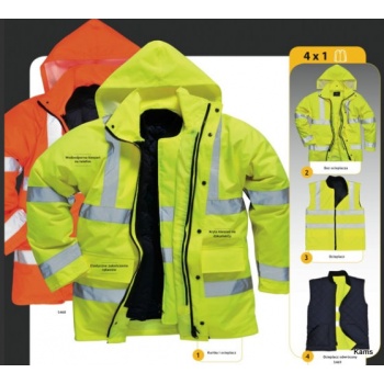S468 Kurtka ocieplana ostrzegawcza 4w1 2 kolory - XS-5XL.