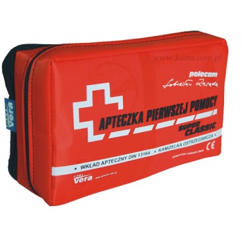 Apteczka samochodowa z kamizelką tkanina wodoodporna SUPER CLASSIC DIN 13164 - 215 x 105 x 85 mm