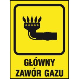 Z-36G - Znak uzupełniający - gaz „Główny zawór gazu”, folia, płyta PCV - 150x205 mm.