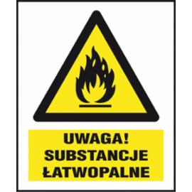 Z-152CH - Znak ostrzegawczy dla materiałów niebezpiecznych „Uwaga! Substancje łatwopalne” - 220x300