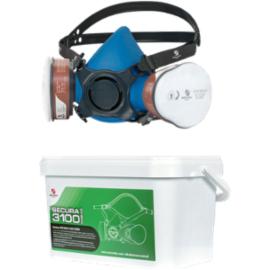 SECURA-MAS3100-CHEM - silikonowa półmaska dwa pochłaniacze 3031 A2, dwa filty 3000.03 P3 R, ochrona przed pyłami, dymami i mgłami, parami i gazami organicznymi.