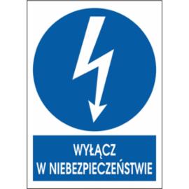 ZZ-1ENA - Znak elektryczny Wyłącz w niebezpieczeństwie. - 105X148-74X105