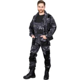 Spodnie ochronne ogrodniczki poliester-bawełna 260 g/m2 8 kieszeni czarno-żółty moro-czarny stalowo-czarno-pomarańczowy czarno-jasnoszary szaro-czarno-jasnoszary FORECO-B - 46-62