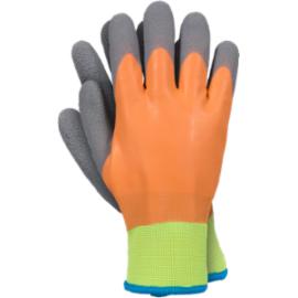 OX-WINORANGE - rękawice ochronne, ocieplane dzianiną frotte, wierzch lateks smooth, wnętrze szary lateks SANDY FINISH, doskonała chwytność, ściągacz, ścieg 13 - 7-11.