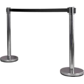 POST-STEEL-2 - słupek odgradzający, stal nierdzewna z taśmą, wysokość 90cm, średnica podstawy 32cm, waga 7kg, taśma poliester 5cm, długość 2 m - 2 kolory.