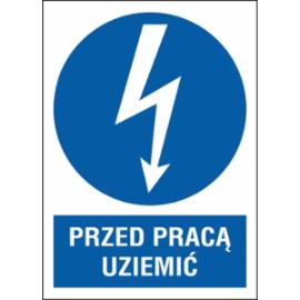 ZZ-5ENA - Znak elektryczny Przed pracą uziemić. - 105X148-74X105