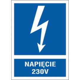 ZZ-22EIA - Znak elektryczny Napięcie 230V. - 105X148-74X105