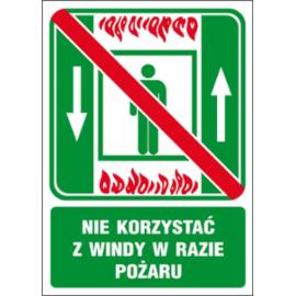 ZZ-51E - Znak ewakuacyjny Nie korzystać z windy w razie pożaru - 150x205-200x300