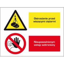 ZZ-9OZ - Znak BHP Ostrz.przed wiszącymi ciężarami/Nieupoważnionym wstęp wzbroniony - 220x300