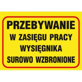 ZZ-B35 - Tablica budowlana „Przebywanie w zasięgu pracy wysięgnika surowo wzbronione. - 250x350