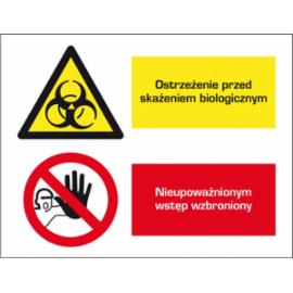 ZZ-5OZ - Znak BHP Ostrz.przed skażeniem biologicznym/ Nieupoważnionym wstęp wzbroniony - 220x300