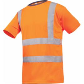 SI-AMENO - T-shirt Bird-Eye OSTRZEGAWCZY z pasami odblaskowymi 100% poliester - 2 kolory - S-3XL.