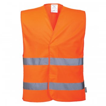 C474 - lekka kamizelka ostrzegawcza, dwie taśmy poziome, zapięcie rzep, 100% Poliester, dzianina 125g - 3 kolory - S/M-4X/5X.