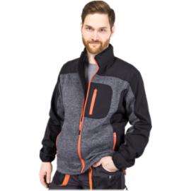 Bluza ochronna dzianina 100% poliester 300 g/m2 suwak stójka 3 zasuwane kieszenie czarne wstawki SOFTSHELLu ciemnoszaro-czarno-pomarańczow FORECO-S - M-3XL