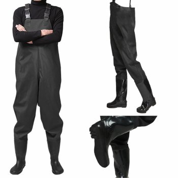 Spodniobuty wędkarskie spodnie antypoślizgowa podeszwa, regulowane szelki, długość 130cm, 100% PVC - 43, 44, 45.