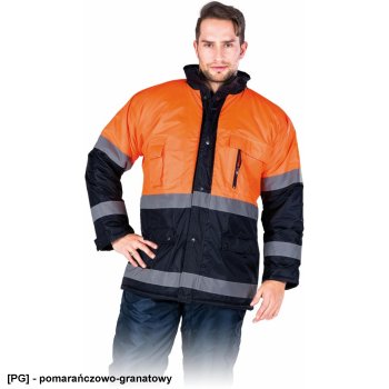 BLUE-ORANGE-J - Kurtka zimowa z pasami odblaskowymi - M-3XL