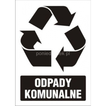 BU006 Piktogram - ODPADY KOMUNALNE - NAKLEJKA NA POJEMNIK NA ODPADY - 5 szt.