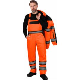 MILLING-B - ocieplane ogrodniczki, fluorescencyjny kolor, pasy odblaskowe, 9 kieszeni, powłoka podszewka wyściółka 100% poliester 180 g/m² - 2 kolory - M-8XL.