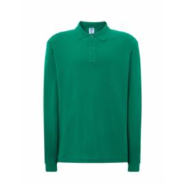 PORA210LS - polo męskie długi rękaw, dwa guziki, boczne rozcięcia, dłuższe na pleach, 100% bawełna 200 - 210g - 12 kolorów - XS-5XL.