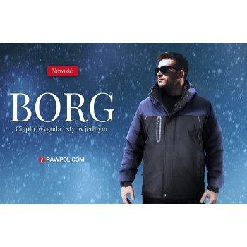 BORG - Kurtka męska ochronna ocieplana odblaski zamek błyskawiczny napy stójka odsuwany kaptur z polarową podszewką 100% poliester powlekany PCV 150 g/m² - M-3XL