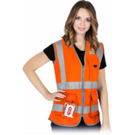 KOS-LADY - Kamizelka ostrzegawcza damska dzianina 100% poliester 120 g/m2 zapięcie suwak 3 kieszenie wykończenie lamówka pasy odblaskowe - 3 kolory - S-3XL